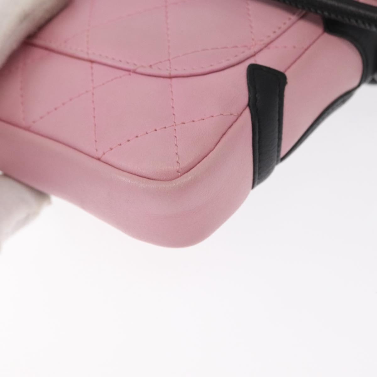 Chanel Cambon Crossbody Bag Quilted Leather, PINK, LEATHER, Clutche & pouche