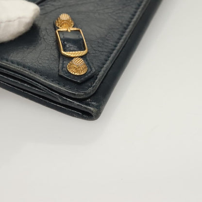 Balenciaga Giant Money Flap Wallet Leather, NAVY, LEATHER, Wallets
