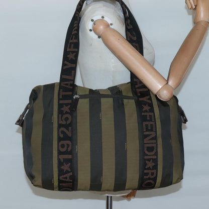 Fendi Vintage Logo Pequin Weekender Bag Canvas, BROWN, NYLON, Tote bag