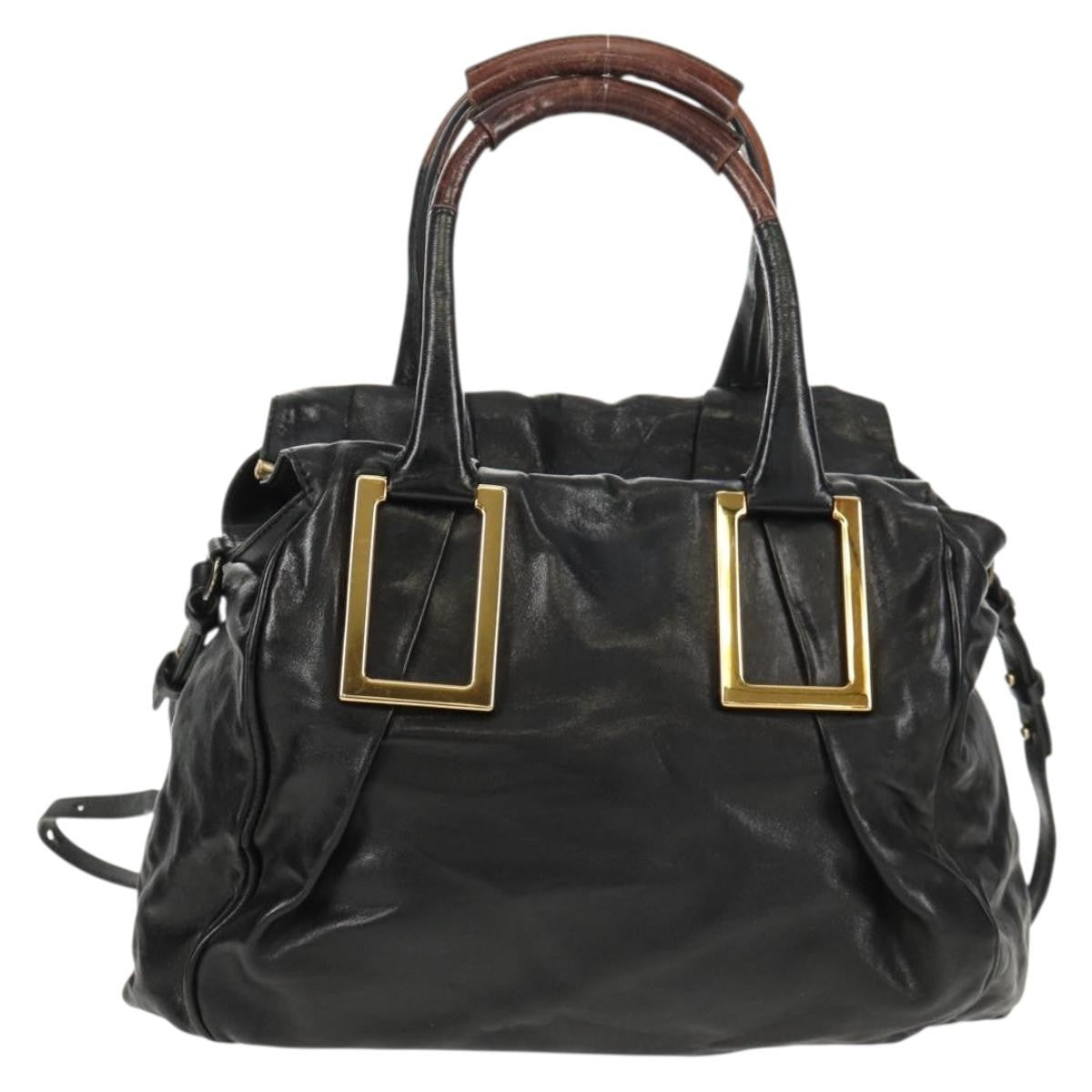 Chloe Ethel Handbag Leather, BLACK, LEATHER, Handbag
