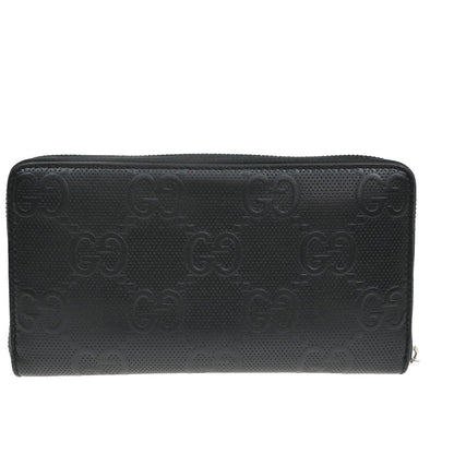 Gucci Signature Zip Around Wallet Guccissima Leather, BLACK, LEATHER, Wallets