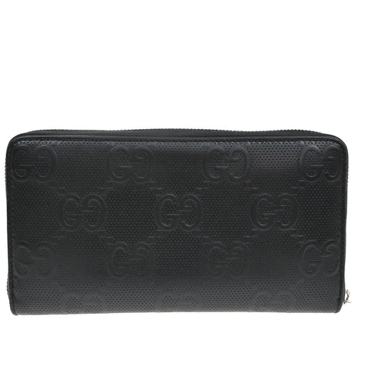 Gucci Signature Zip Around Wallet Guccissima Leather, BLACK, LEATHER, Wallets
