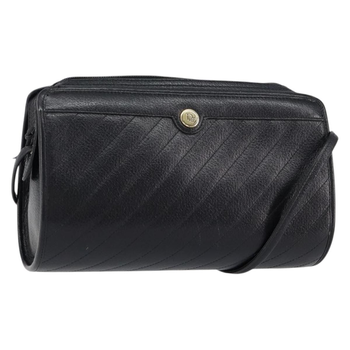 Christian Dior Vintage Shoulder Bag Leather, BLACK, LEATHER, Shoulder bag