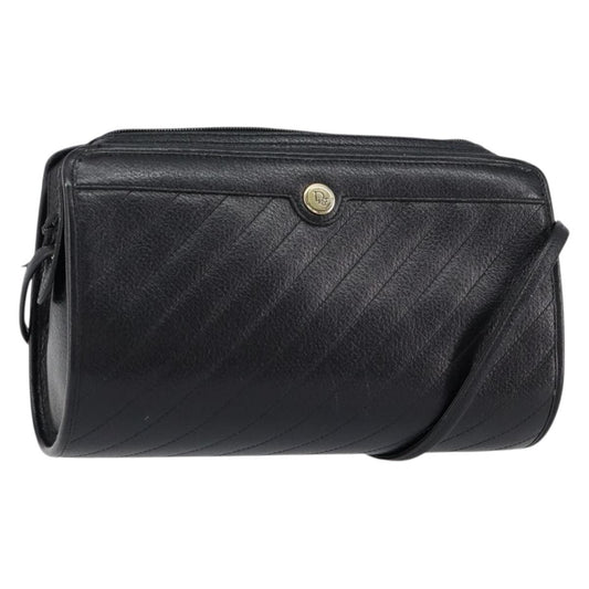 Christian Dior Vintage Shoulder Bag Leather, BLACK, LEATHER, Shoulder bag