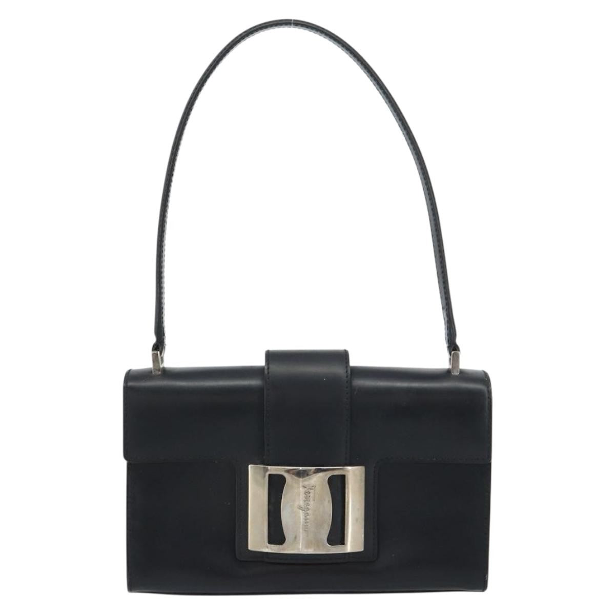 Salvatore Ferragamo Vala Handbag Leather, BLACK, LEATHER, Handbag