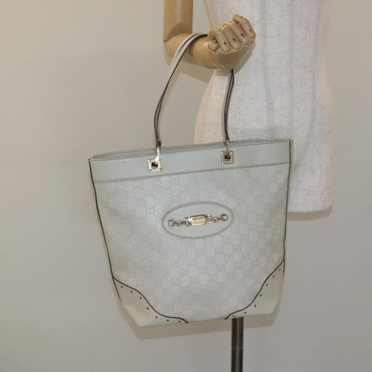 Gucci Punch Tote Guccissima Leather, WHITE, CANVAS, Tote bag