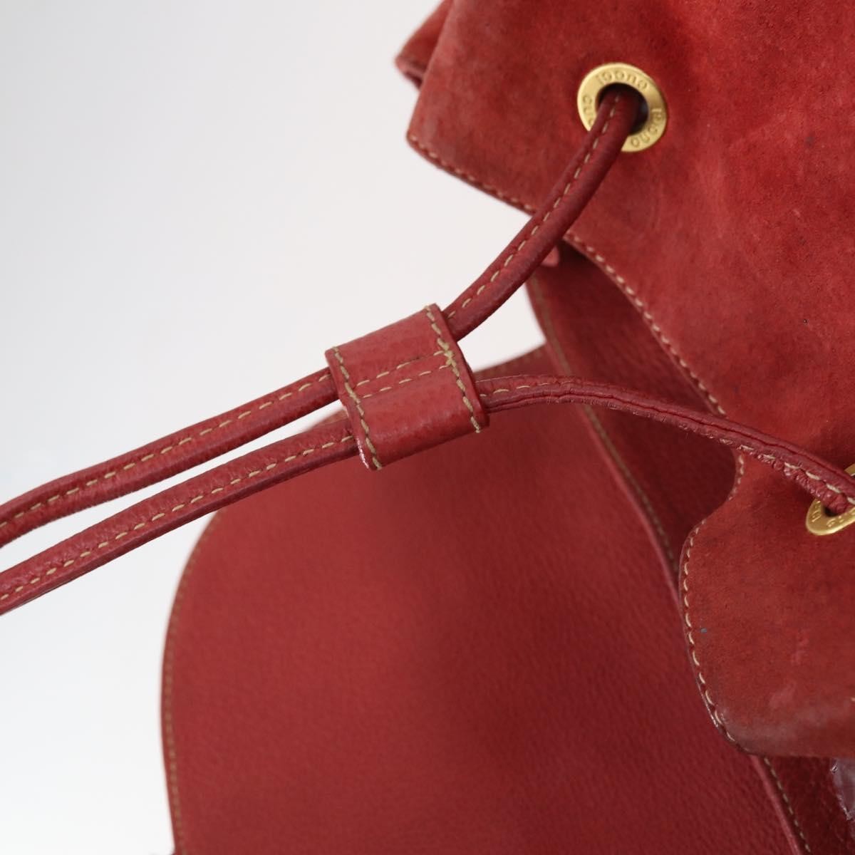 Gucci Vintage Bamboo Backpack Suede, RED, SUEDE, Backpack