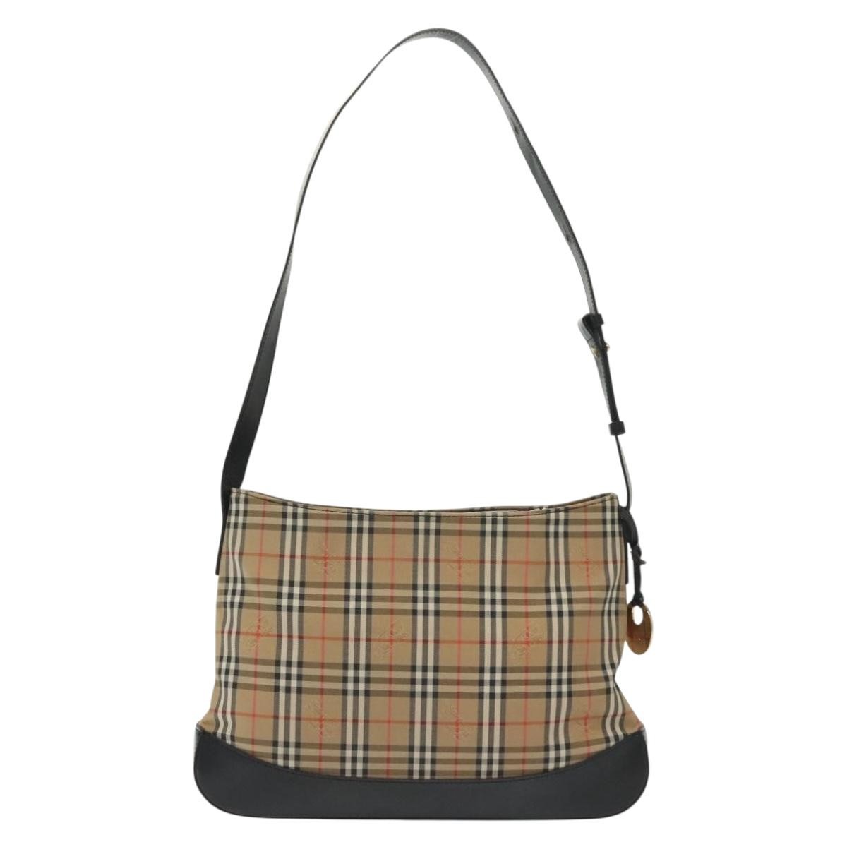 Burberry Shoulder Bag Nova Check Canvas, BEIGE, CANVAS, Shoulder bag