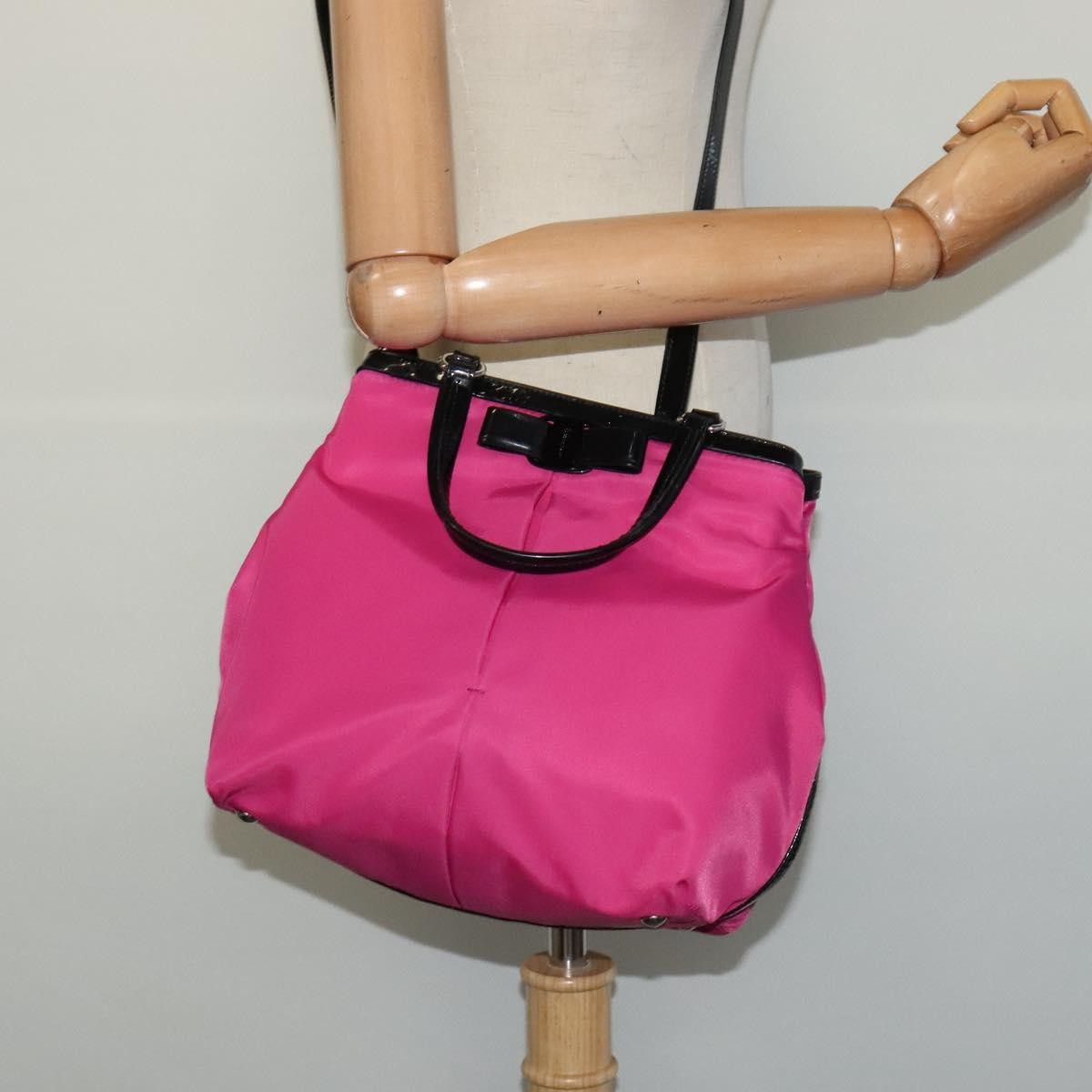 Salvatore Ferragamo Vala Handbag Nylon, PINK, NYLON, Handbag