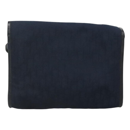 Christian Dior Vintage Trotter Flap Shoulder Bag Canvas, NAVY, CANVAS, Shoulder bag