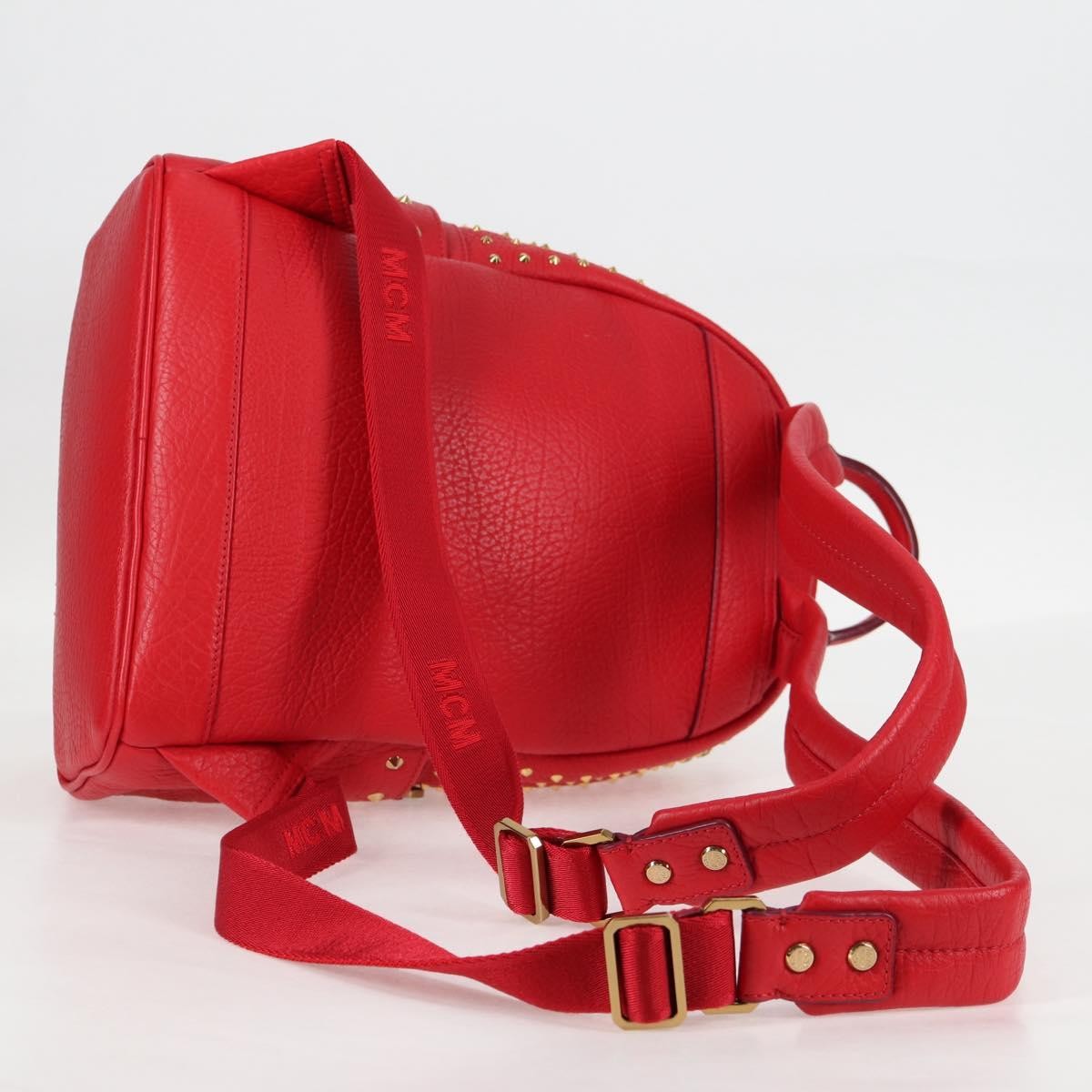 MCM Vintage Vicetos Backpack Leather, Red, Leather, Backpack