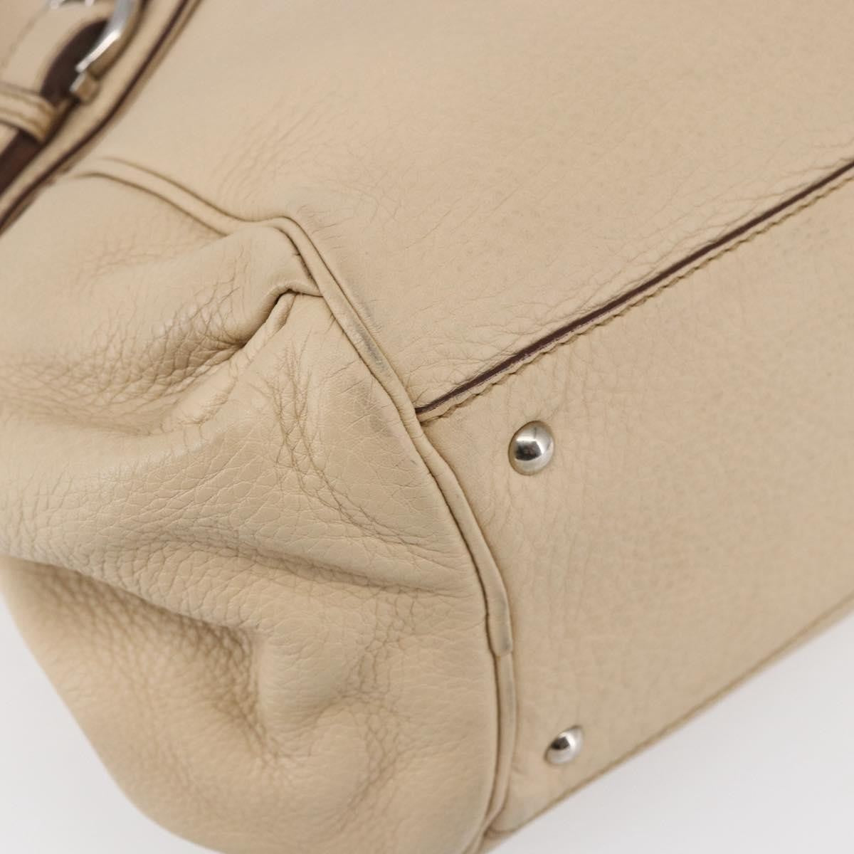 Salvatore Ferragamo Gancini handbag Leather, BEIGE, LEATHER, Shoulder bag