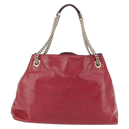 Gucci Soho Chain Strap Shoulder Bag Patent, RED, LEATHER, Shoulder bag