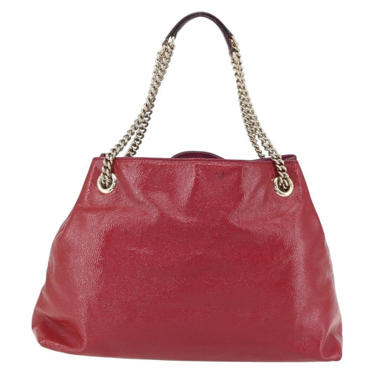 Gucci Soho Chain Strap Shoulder Bag Patent, RED, LEATHER, Shoulder bag