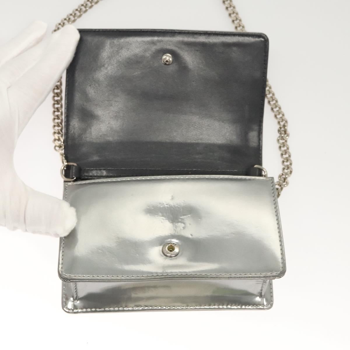 Christian Dior Diorama Wallet on Chain Enamel, SILVER, PATENT_LEATHER, Shoulder bag
