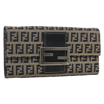 Fendi FF Continental Wallet Canvas, NAVY, CANVAS, Wallets