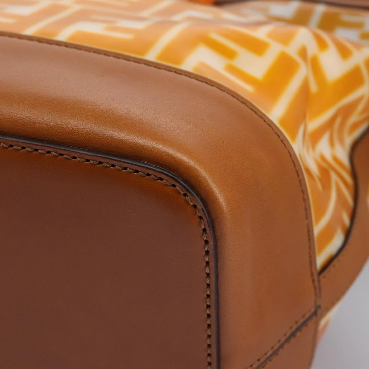 Fendi FF Logo Mon Tresor Bucket Bag Canvas, ORANGE, CANVAS, Shoulder bag