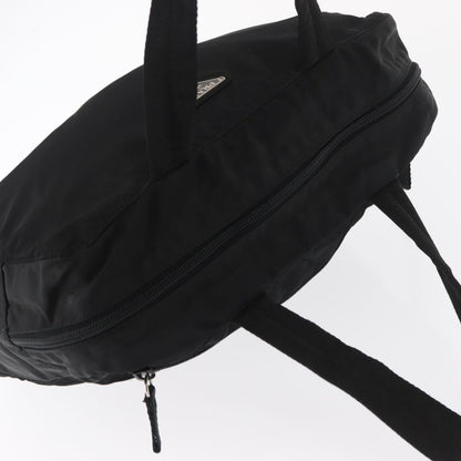 Prada Vintage Zip Handbag Tessuto, Black, Nylon, Handbag