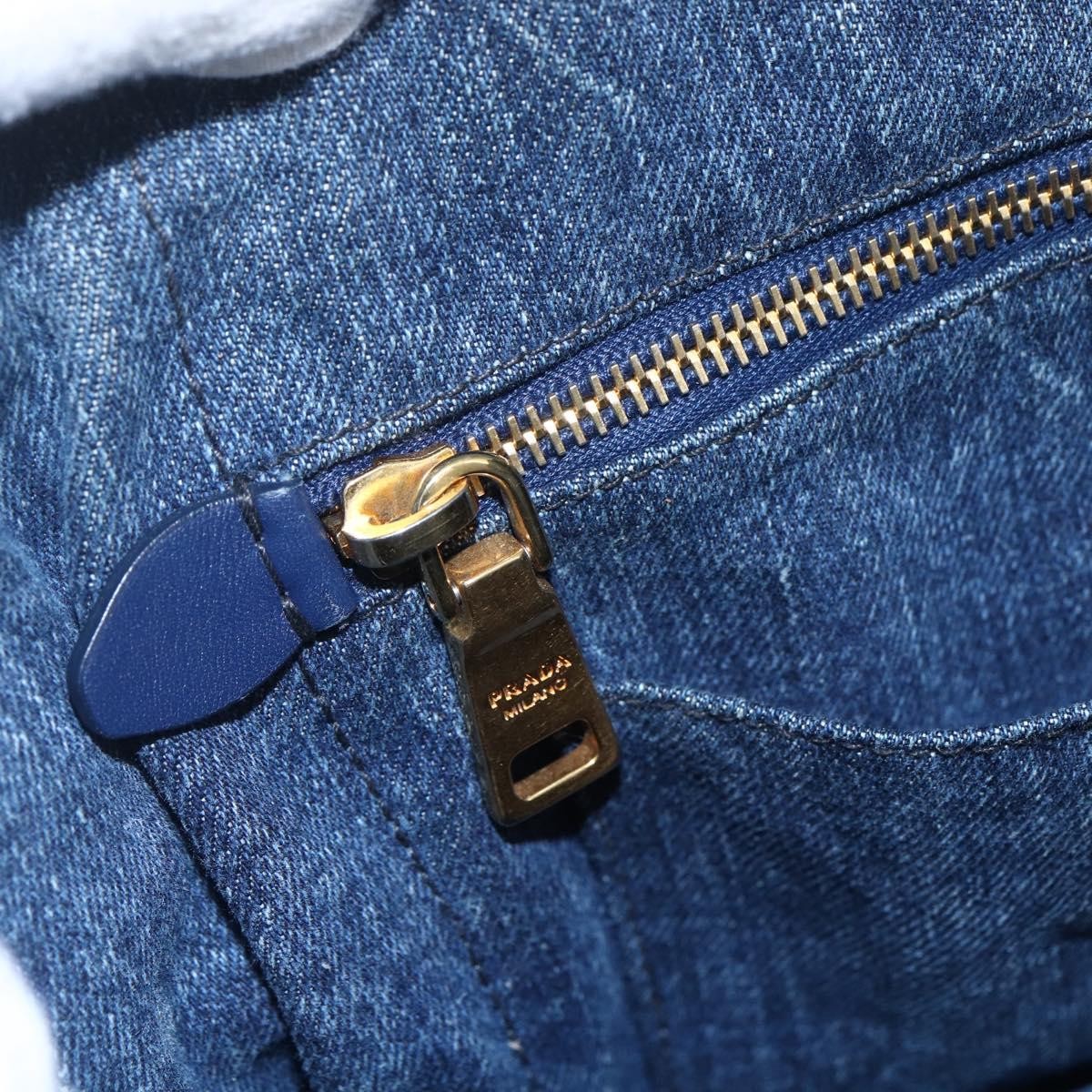 Prada Canapa Open Tote Denim, BLUE, DENIM_JEANS, Tote bag