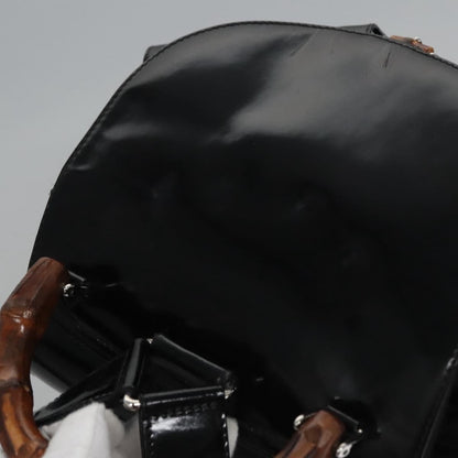 Gucci Vintage Bamboo Backpack Patent, BLACK, PATENT_LEATHER, Backpack