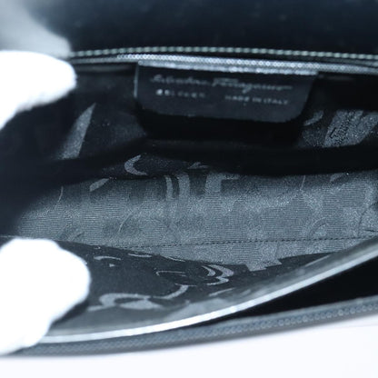 Salvatore Ferragamo Gancini handbag Leather, BLACK, LEATHER, Handbag