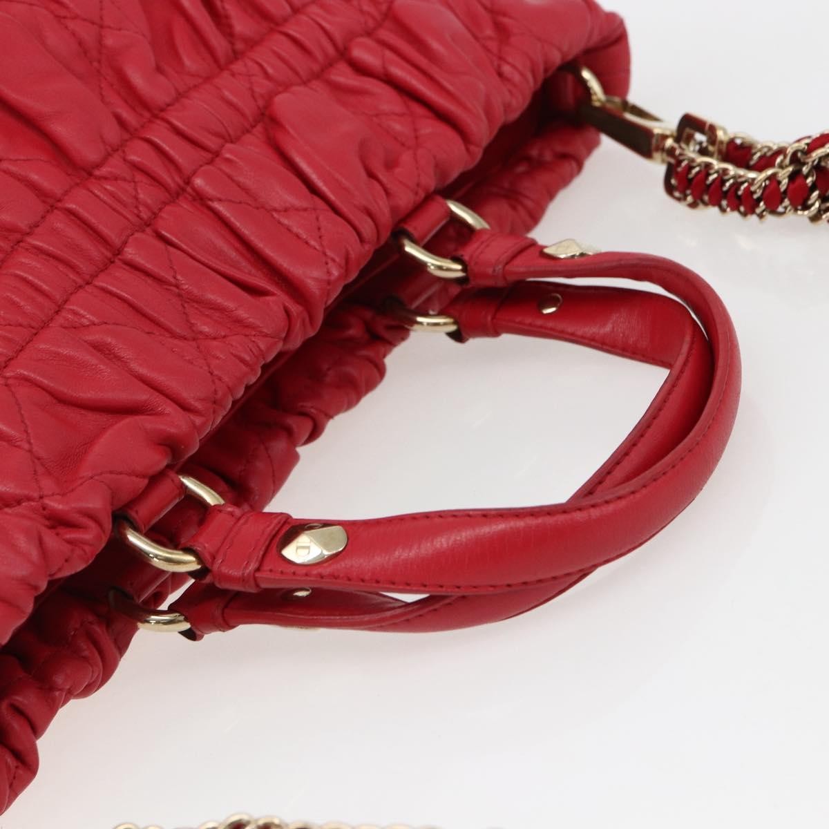 Christian Dior Delices Tote Cannage Quilt Leather, RED, LEATHER, Tote bag