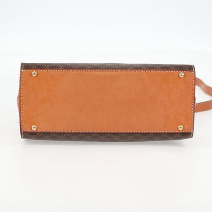 Celine Vintage Convertible Top Handle Bag Macadam Coated Canvas, BROWN, CANVAS, Handbag