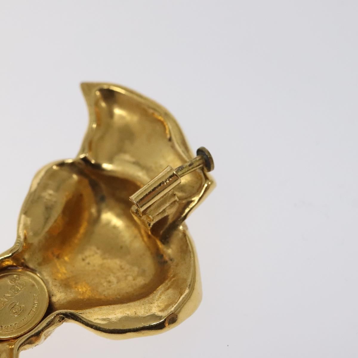 Chanel Vintage CC Bow Brooch Felt with Faux Pearls, GOLD, METAL, Brooch