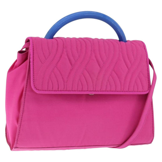 Fendi Top Handle Flap Bag Nylon, PINK, NYLON, Handbag