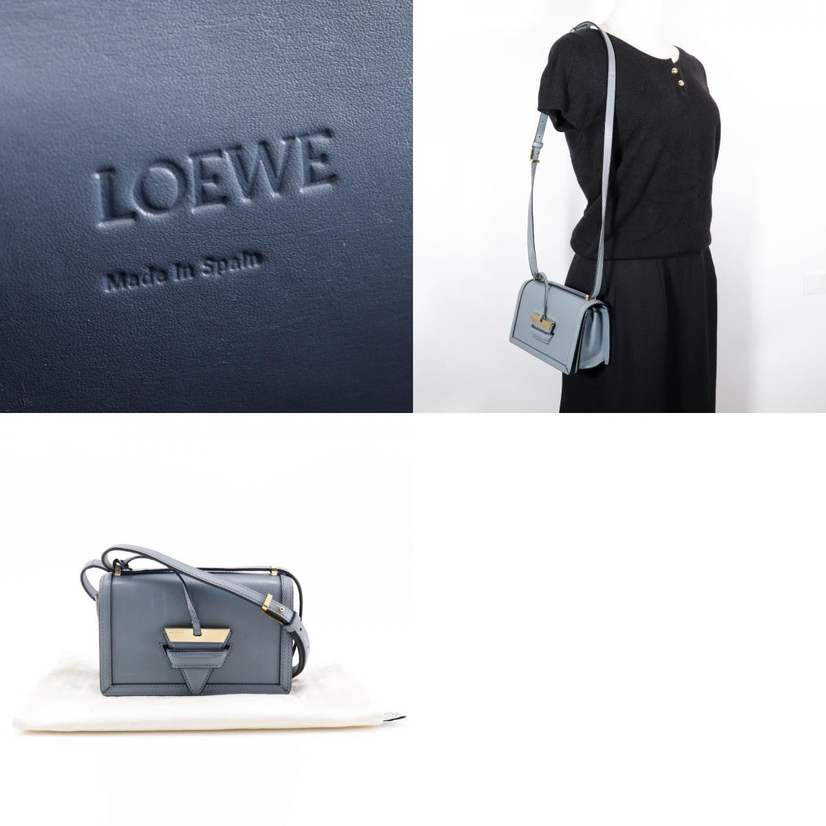 Loewe Barcelona Shoulder Bag Leather, BLUE, LEATHER, Shoulder bag