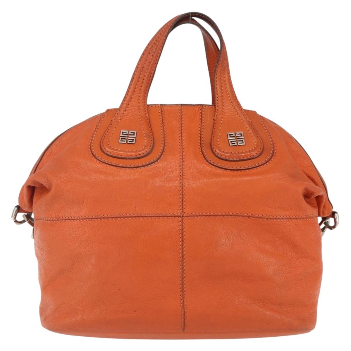 Givenchy Nightingale Satchel Leather, ORANGE, LEATHER, Handbag