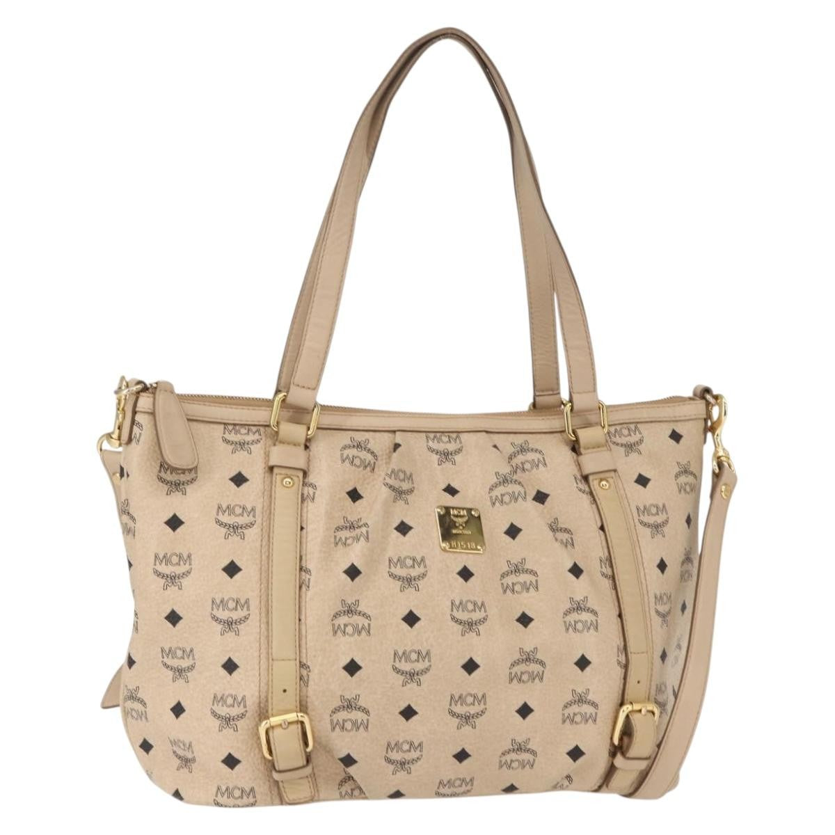 MCM Vintage Visetos Tote bag Canvas, BEIGE, PVC, Tote bag