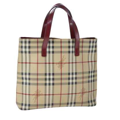 Burberry Top Handle Tote Haymarket Coated Canvas, BEIGE, PVC, Tote bag