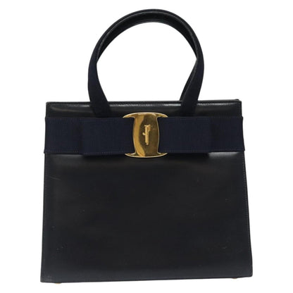 Salvatore Ferragamo Convertible Vara Bow Tote Leather, NAVY, LEATHER, Tote bag