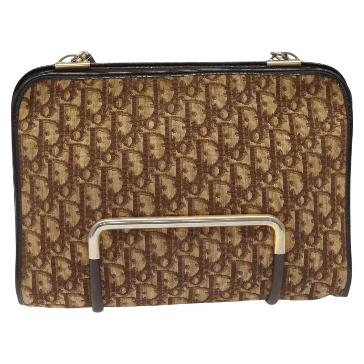 Christian Dior Vintage Trotter Shoulder Bag Canvas, BROWN, CANVAS, Shoulder bag