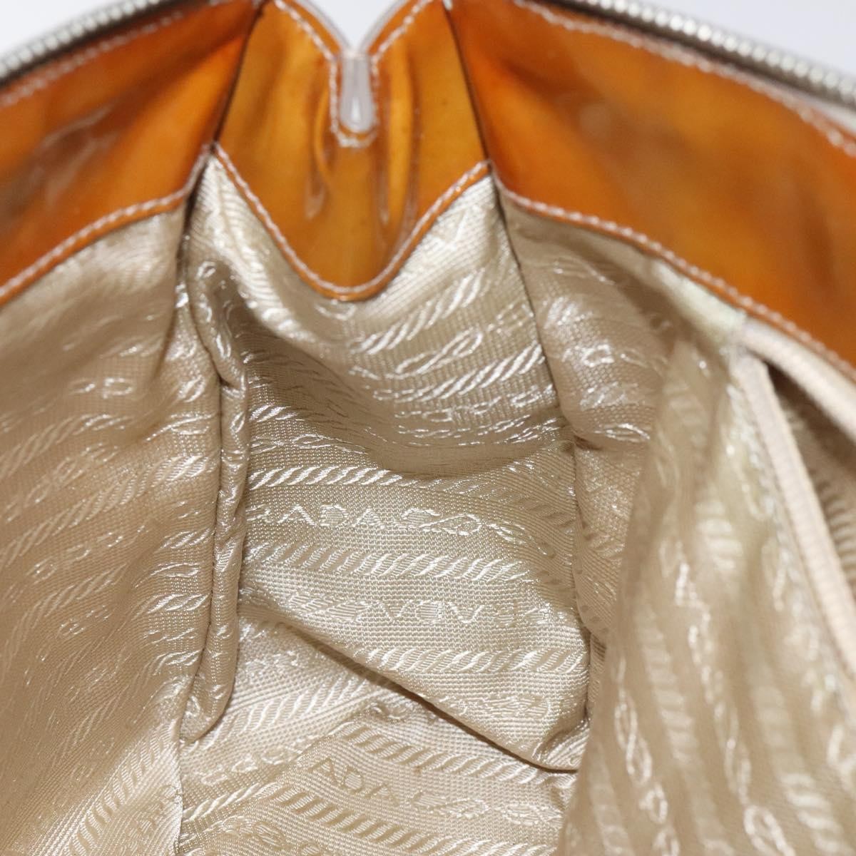 Prada Vintage Shoulder Bag Nylon and Patent Leather, BEIGE, NYLON, Shoulder bag