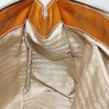 Prada Vintage Shoulder Bag Nylon and Patent Leather, BEIGE, NYLON, Shoulder bag