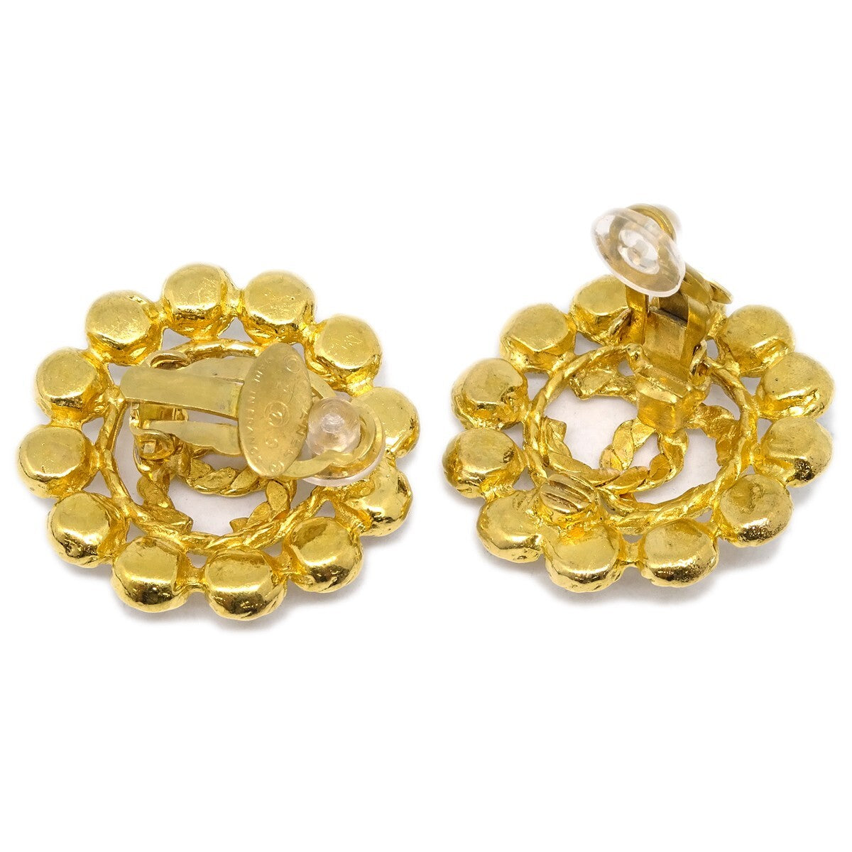 Chanel Vintage Round CC Clip-On Earrings Metal, GOLD, GOLD_PLATED, Earrings