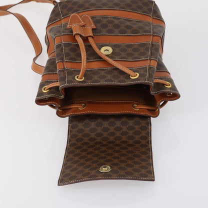 Celine Vintage Macadam Backpack Canvas and Leather, BROWN, CANVAS, Backpack