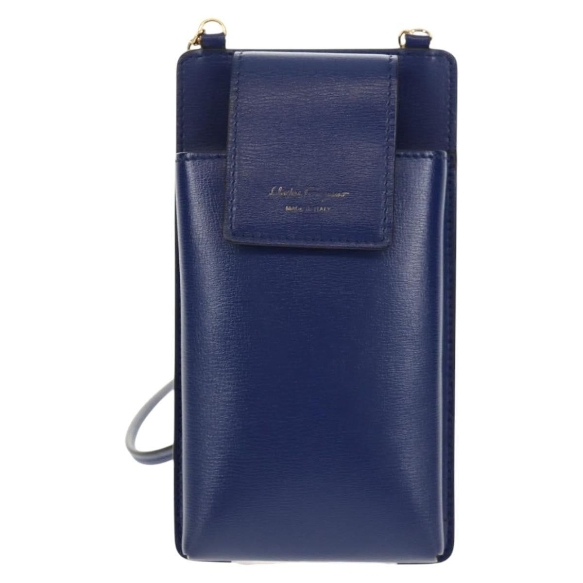 Salvatore Ferragamo Vintage Vara Crossbody Bag Nylon, BLUE, LEATHER, Clutche & pouche