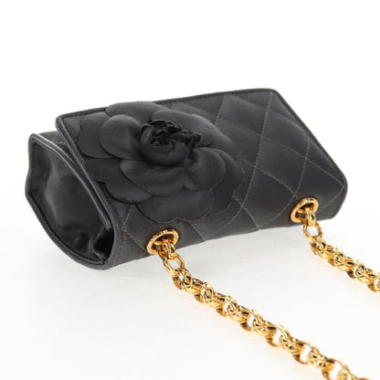 Chanel Vintage Camellia Flap Bag Satin, GRAY, SATIN, Clutche & pouche