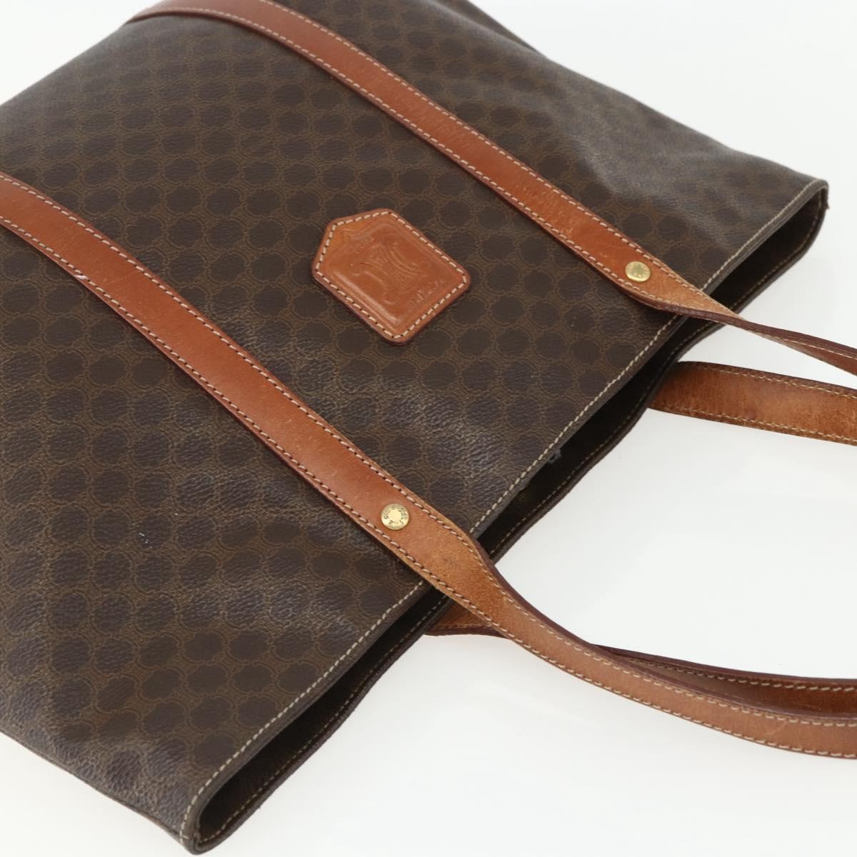 Celine Vintage Macadam Tote bag Canvas and Leather, BROWN, CANVAS, Tote bag