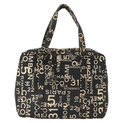 Chanel Boston Zip Tote Quilted Canvas, BLACK, CANVAS, Tote bag