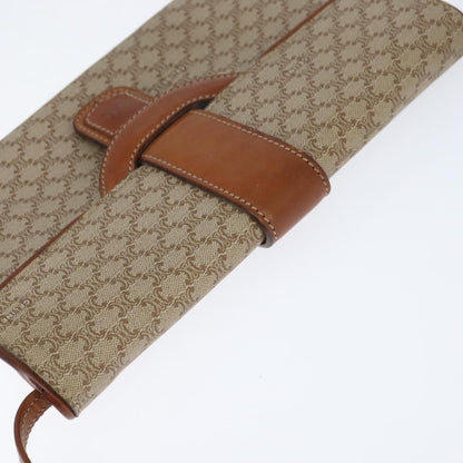 Celine Vintage Macadam Shoulder Bag Canvas and Leather, BEIGE, CANVAS, Shoulder bag