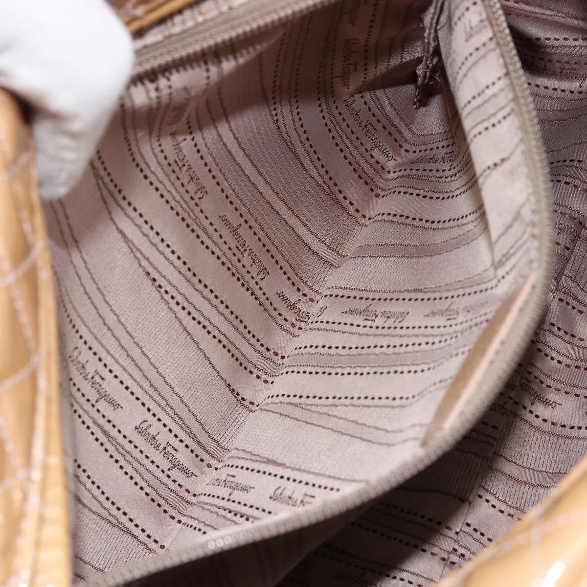 Salvatore Ferragamo Vala Handbag Patent leather, BEIGE, PATENT_LEATHER, Handbag