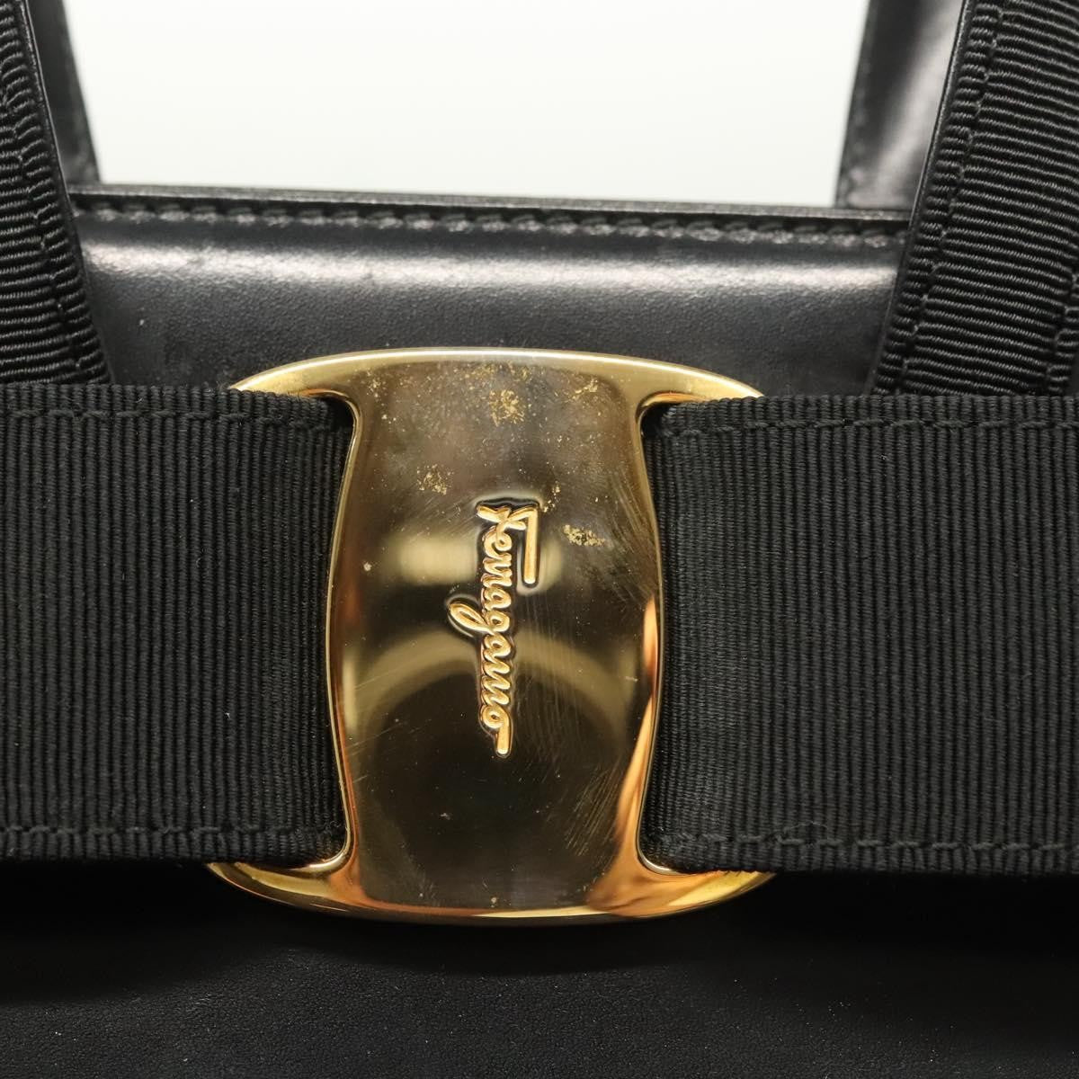 Salvatore Ferragamo Convertible Vara Bow Tote Leather, BLACK, LEATHER, Handbag