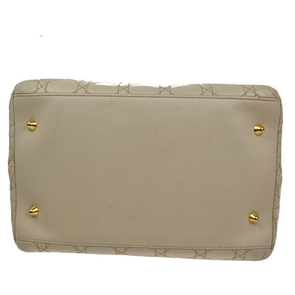 Christian Dior Lady Cannage Tote Leather, BEIGE, LEATHER, Tote bag