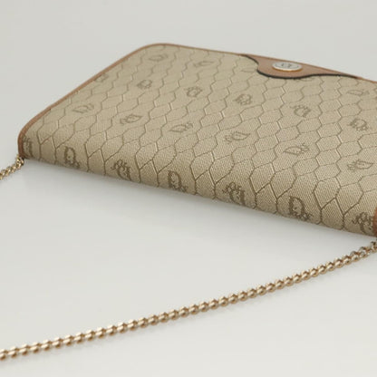 Christian Dior Vintage Honeycomb chain Canvas, BEIGE, CANVAS, Handbag