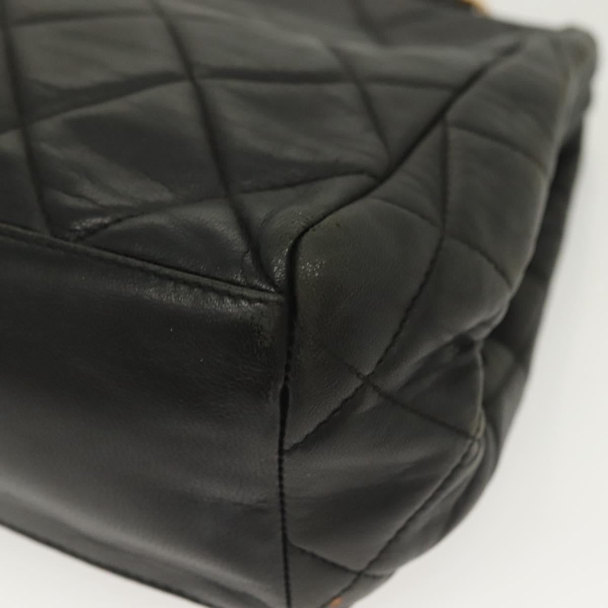 Chanel Vintage Chain Frame Bag Quilted Lambskin, BLACK, LEATHER, Shoulder bag