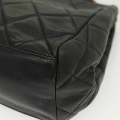 Chanel Vintage Chain Frame Bag Quilted Lambskin, BLACK, LEATHER, Shoulder bag
